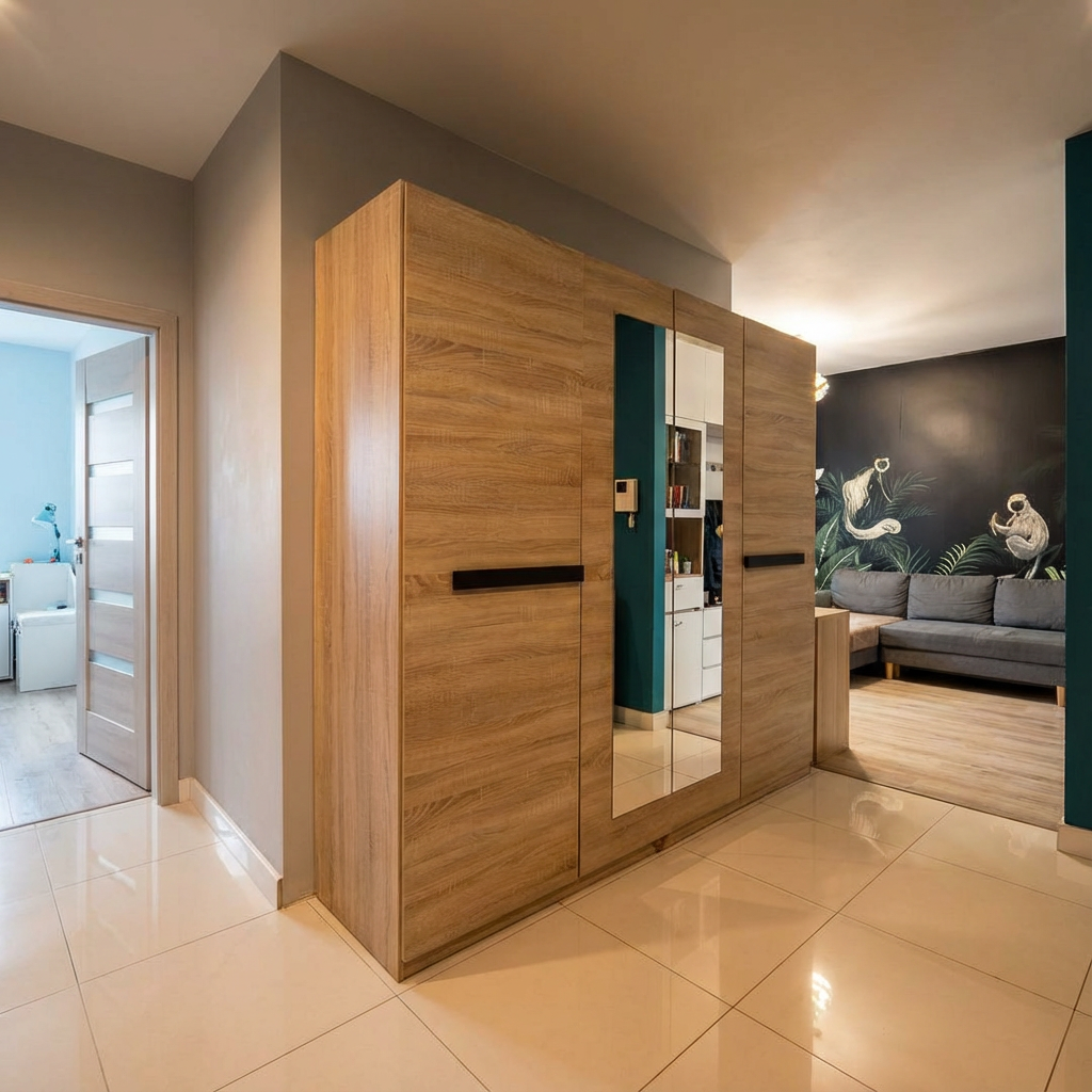 Korytarz z wejściem do łazienki i pralni